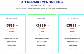 HostyHub-13$/月/印度/独立IP KVM VPS/4核4G内存50G NVME/1T流量