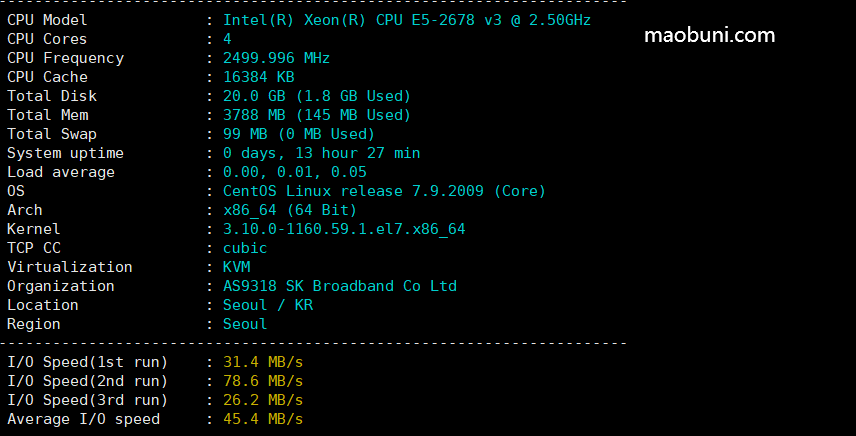VPC.KR-测评：韩国原生IP VPS/SK线路/200Mbps不限流量 月付249.99$款