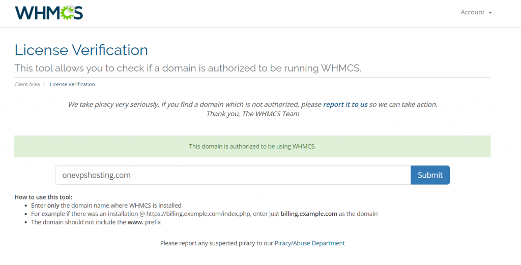 主机商WHMCS是否官方授权正版查询地址