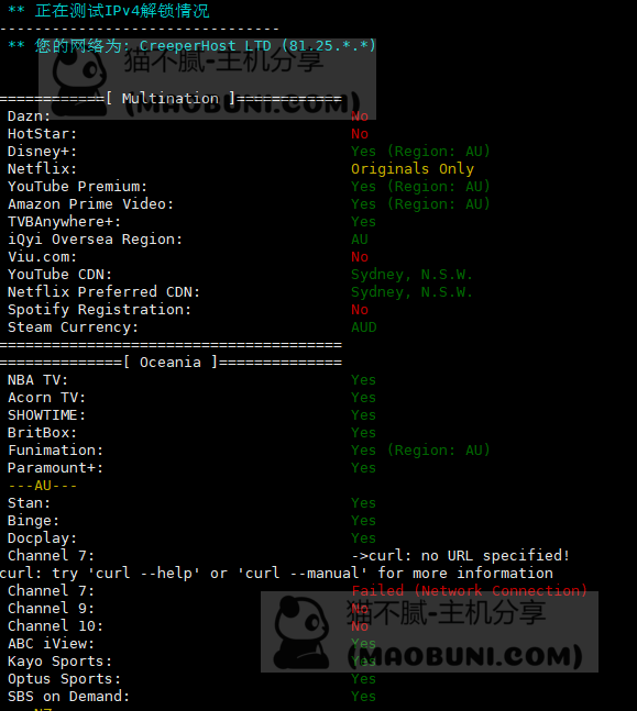 Creeperpanel / CreeperHost 澳大利亚悉尼服务器 测试 3.2USD/月